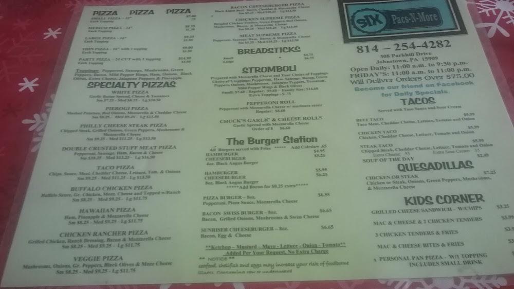 Six Pacs N More Menu image 3